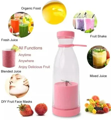 Portable USB Rechargeable Mini Blender Bottle – Fresh Juice Maker 350ml | Travel Smoothie Blender for Shakes, Juices & Baby Food